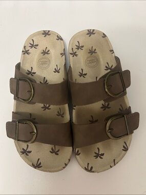 wonder nation Brown Double-Buckle Kids Slide Sandals